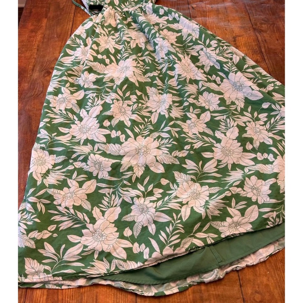 American Eagle Green Floral Tropical Corset Back Cut Out Midi Dress Medium - Picture 7 of 10